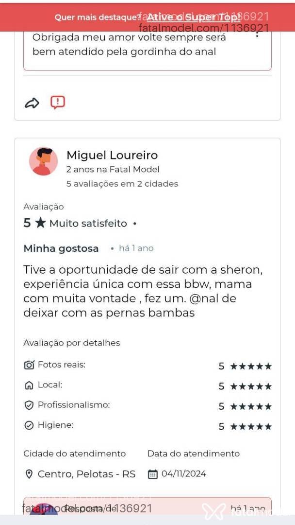 Acompanhante mulher morena (o) de olhos azuis em Pelotas - Sheron
