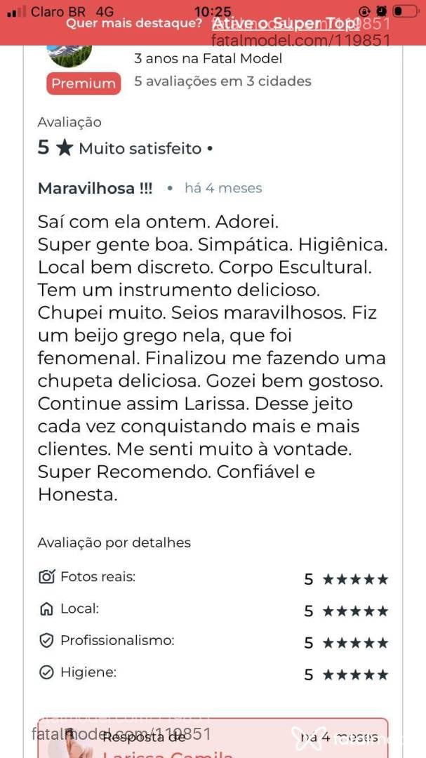 Acompanhante travesti morena (o) de olhos mel em Toledo - Larissa Camila