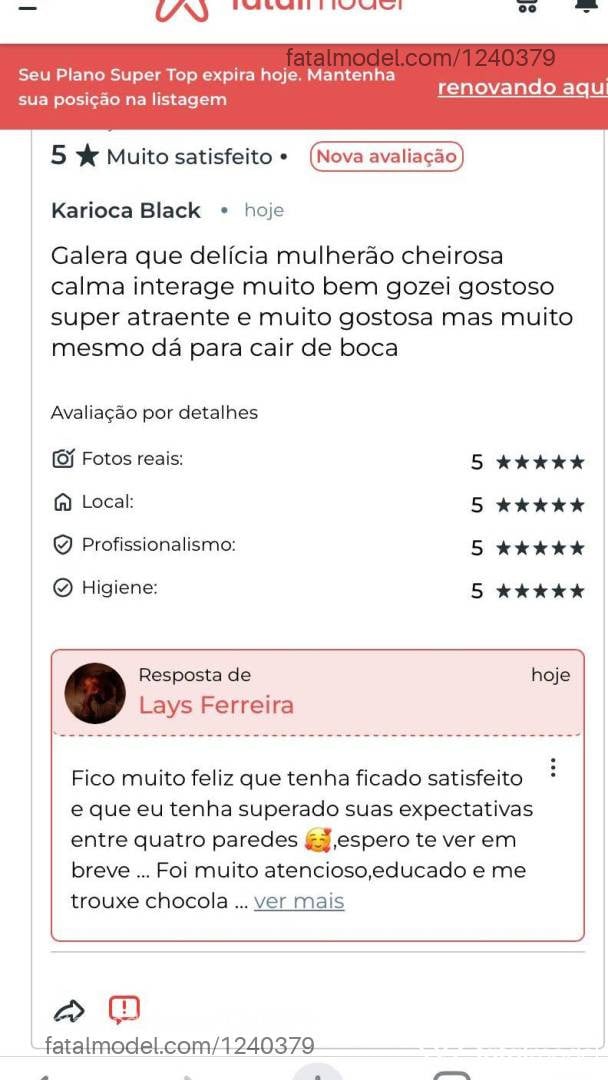 Acompanhante mulher morena (o) de olhos castanhos em Itaúna - Lays Ferreira