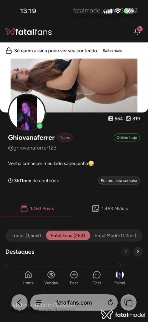 Acompanhante mulher trans com cabelo castanho de olhos castanhos - Ghiovana
