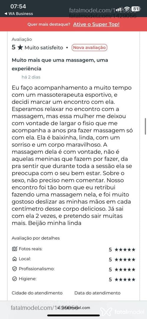 Acompanhante mulher morena (o) de olhos castanhos em Belo Horizonte - Evelyn