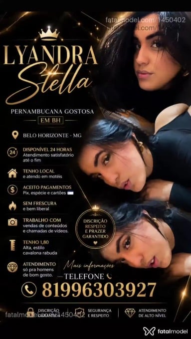 Acompanhante travesti morena (o) de olhos castanhos em Belo Horizonte Acompanhante travesti morena (o) de olhos castanhos em Belo Horizonte - Lyandra Stella