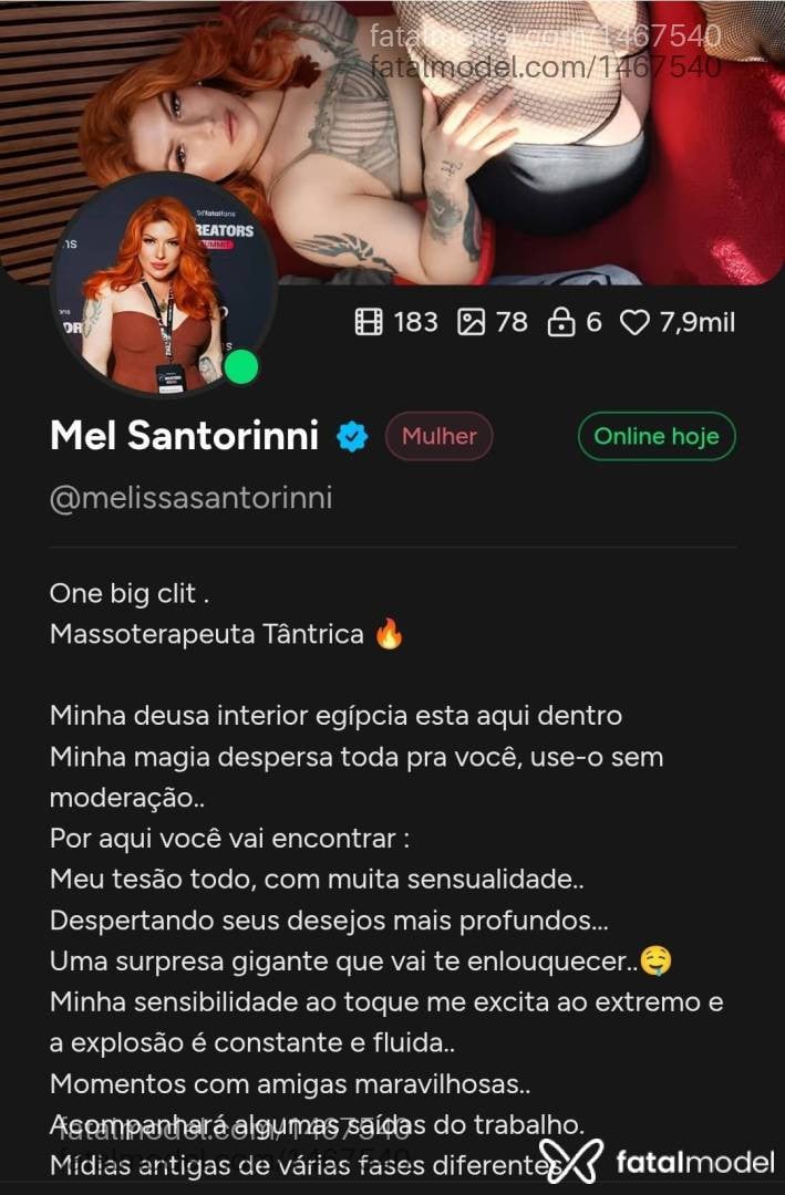 Acompanhante mulher ruiva (o) de olhos castanhos - Melissa Santorinni