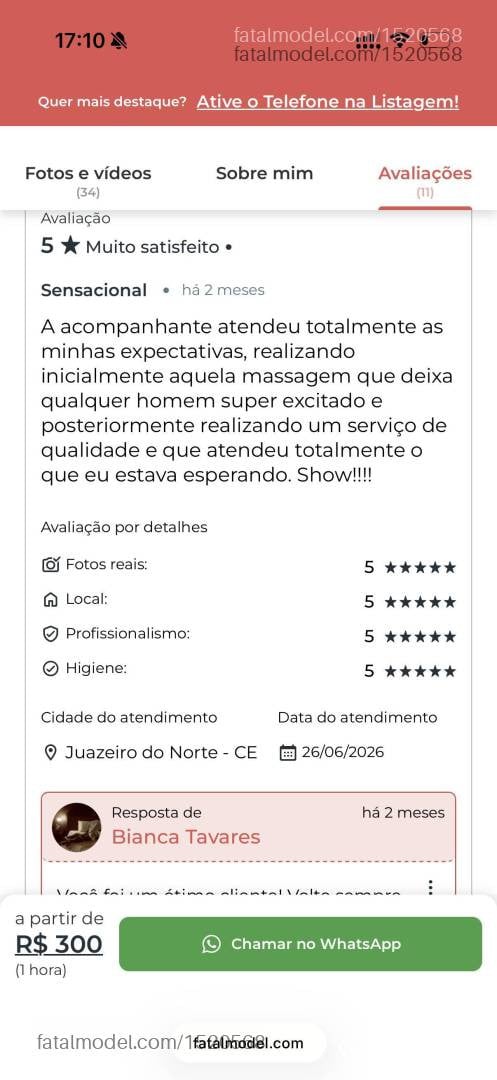 Acompanhante mulher morena (o) de olhos castanhos - Bianca Tavares