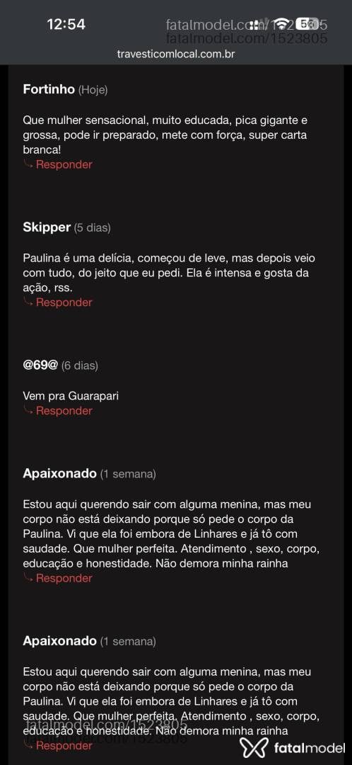 Acompanhante mulher trans com cabelo castanho de olhos castanhos - Paulina Lopes