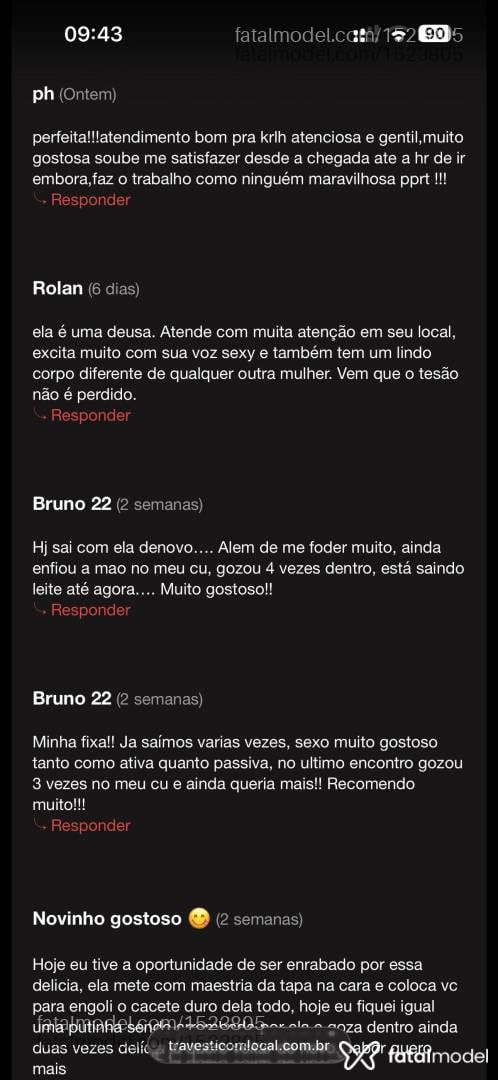 Acompanhante mulher trans com cabelo castanho de olhos castanhos - Paulina Lopes