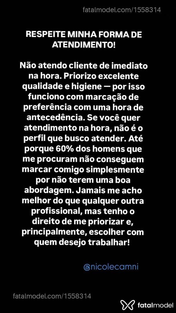 Acompanhante mulher trans morena (o) de olhos castanhos - Nicole Camni