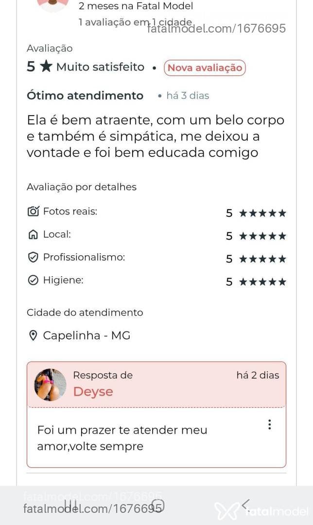 Acompanhante mulher morena (o) de olhos pretos - Deyse