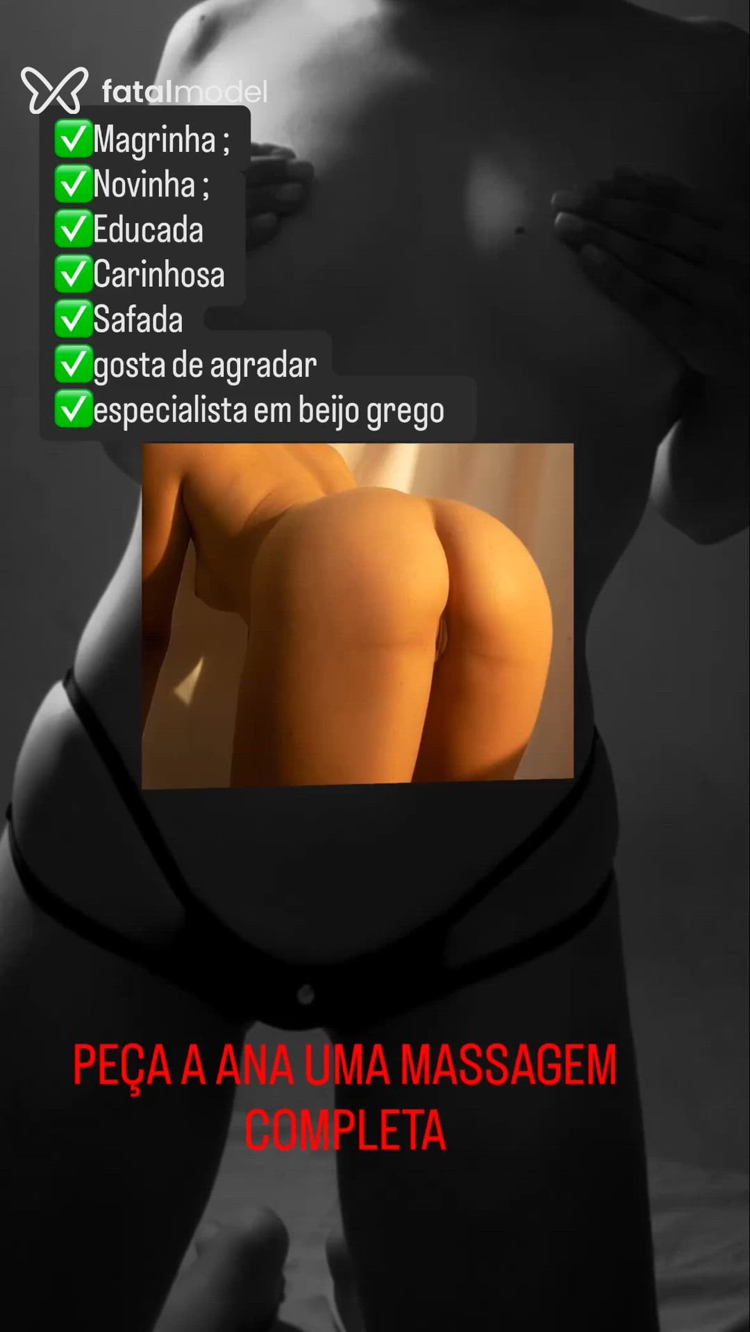 Acompanhante mulher morena (o) de olhos castanhos - Anabeijogrego