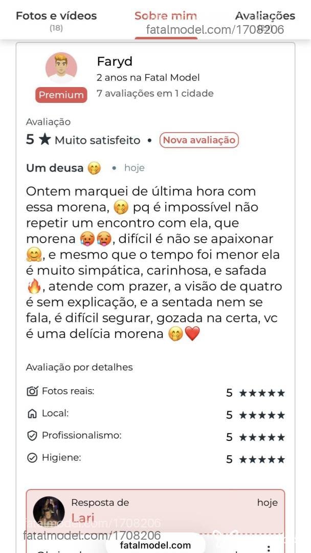 Acompanhante mulher morena (o) de olhos pretos - Lari