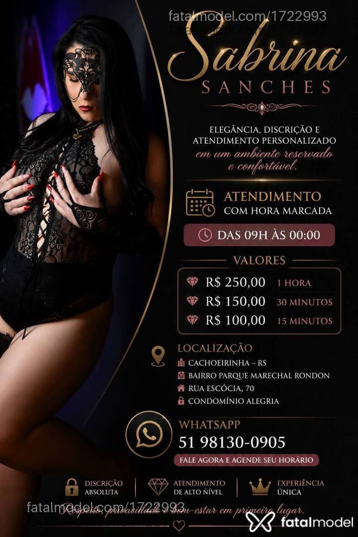 Acompanhante mulher morena (o) de olhos castanhos em Cachoeirinha - Sabrina Sanches