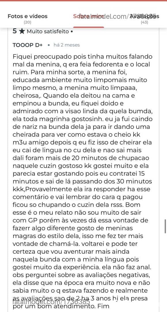 Acompanhante mulher morena (o) de olhos castanhos - Jade