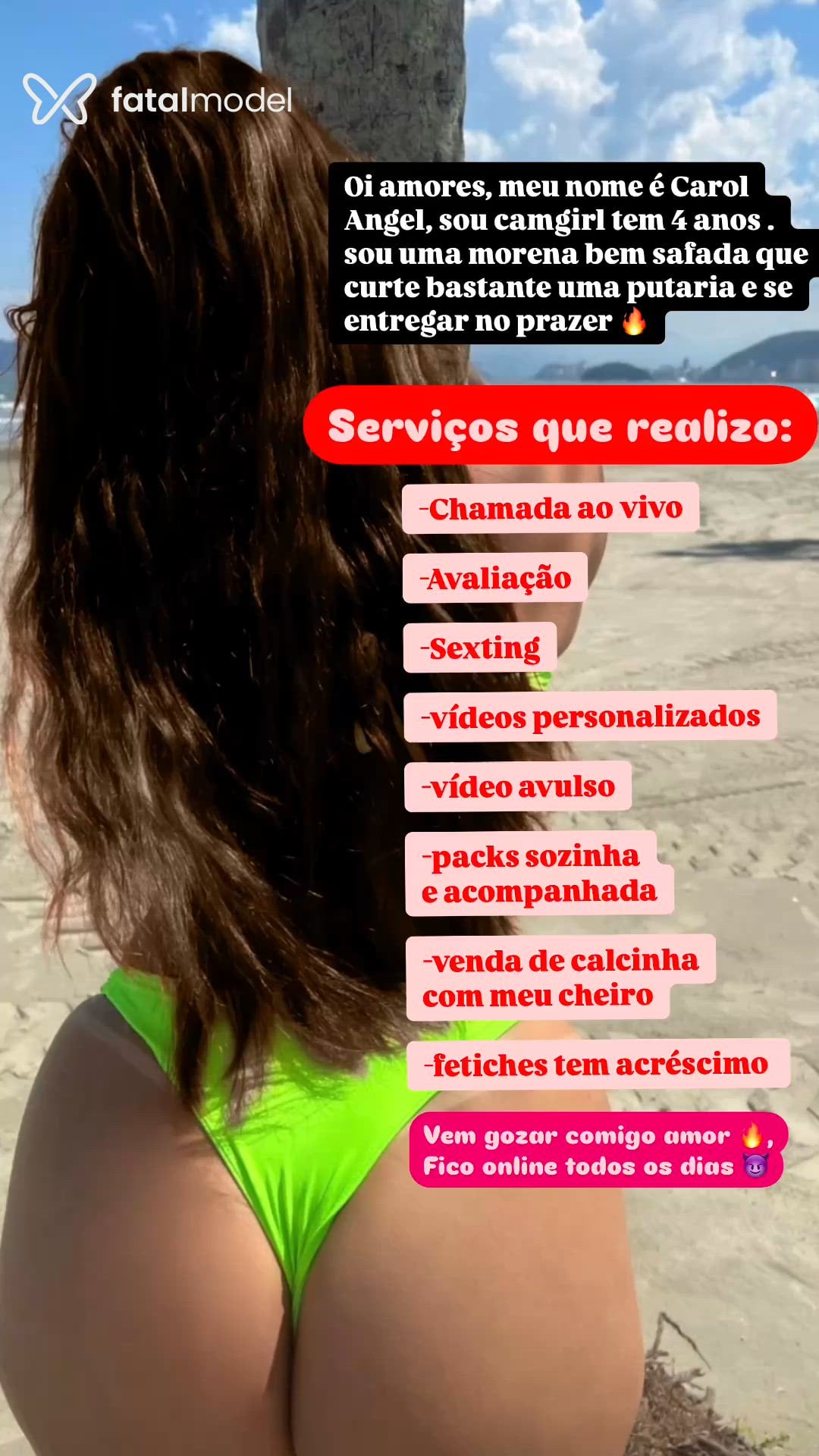 Acompanhante mulher morena (o) de olhos castanhos em Virtual Acompanhante mulher morena (o) de olhos castanhos em Virtual - Carol Angel