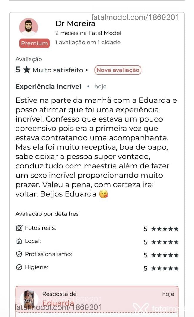 Acompanhante mulher morena (o) de olhos castanhos em Juiz de Fora - Eduarda