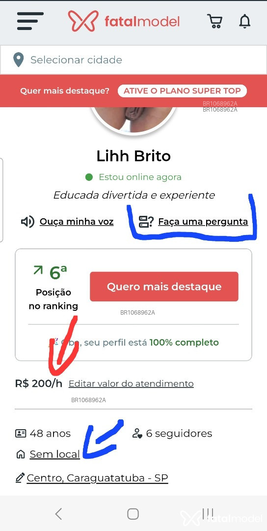 Acompanhante mulher com cabelo grisalho de olhos castanhos em Caraguatatuba - Lihh Brito
