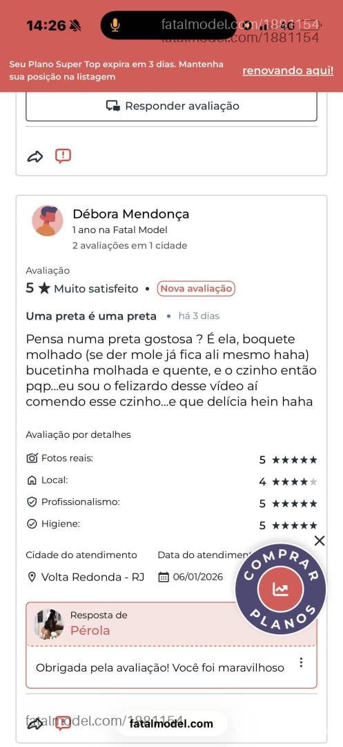 Acompanhante mulher morena (o) de olhos pretos em Volta Redonda - Pérola