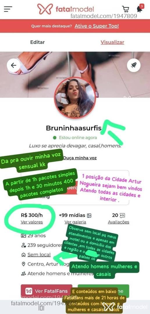 Acompanhante mulher com cabelo castanho de olhos castanhos em Artur Nogueira - Bruninhaasurfis