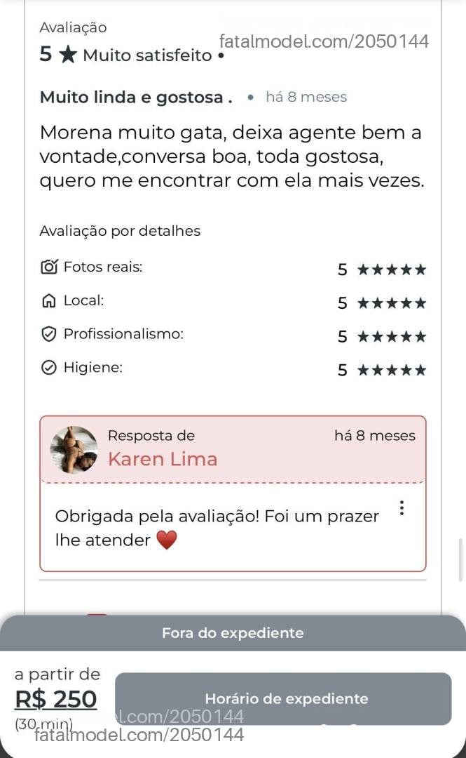 Acompanhante mulher morena (o) de olhos castanhos - Karen Lima