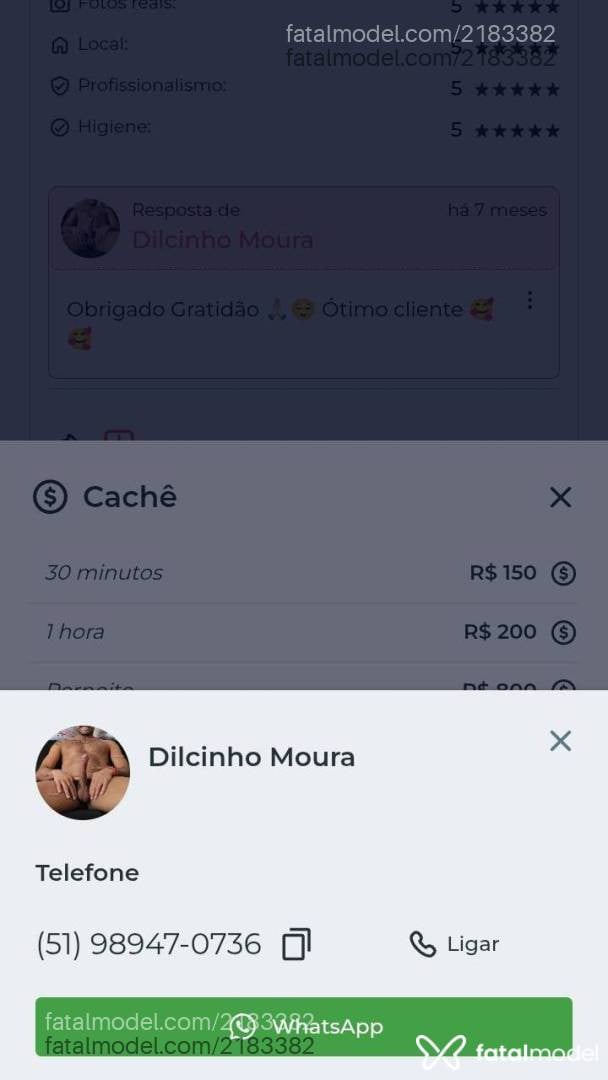 Acompanhante homem morena (o) de olhos castanhos - Dilcinho Moura