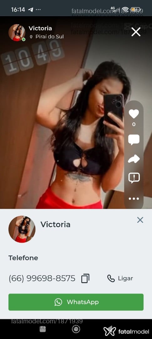 Acompanhante mulher com cabelo castanho de olhos castanhos em Piraí do Sul - Victoria