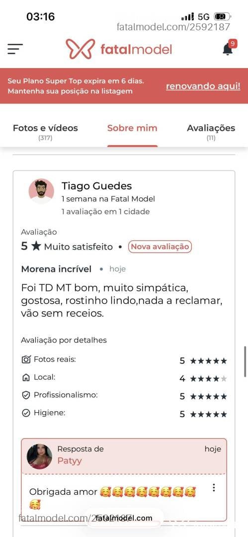 Acompanhante mulher morena (o) de olhos castanhos - Patyy