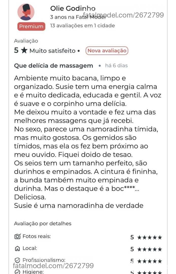 Acompanhante mulher morena (o) de olhos castanhos - Susie