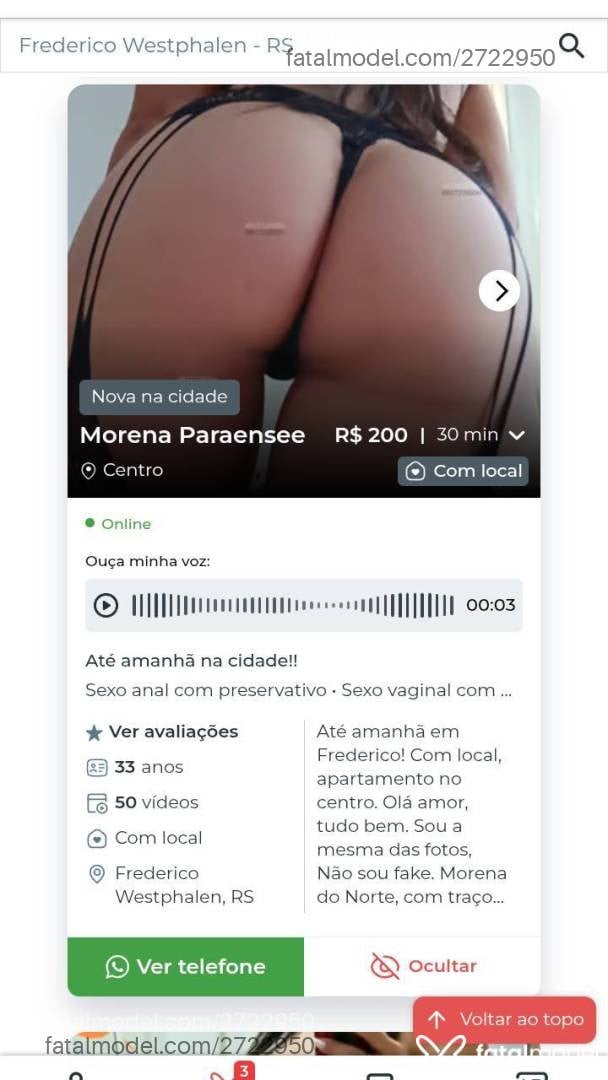 Acompanhante mulher morena (o) de olhos pretos - Morena Paraensee