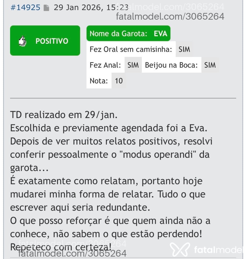 Acompanhante mulher morena (o) de olhos castanhos em São Paulo - Eva