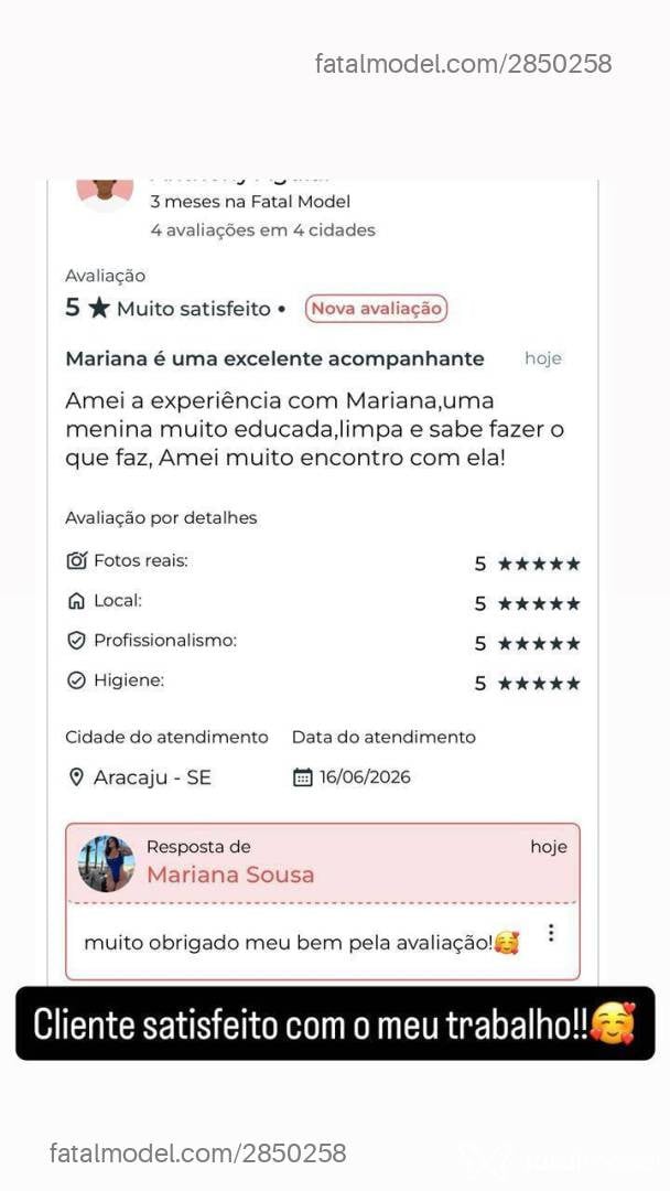 Acompanhante mulher morena (o) de olhos pretos em Aracaju - Mariana Sousa