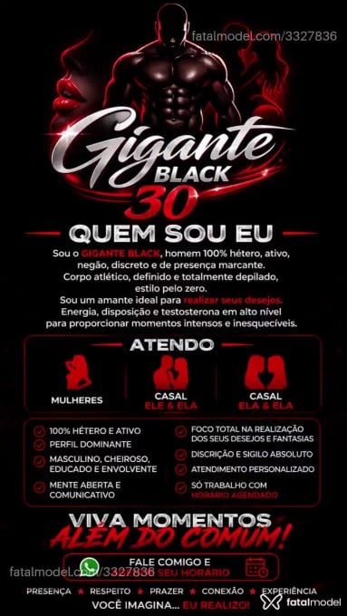 Acompanhante homem morena (o) de olhos castanhos em Rio de Janeiro - Gigante Black