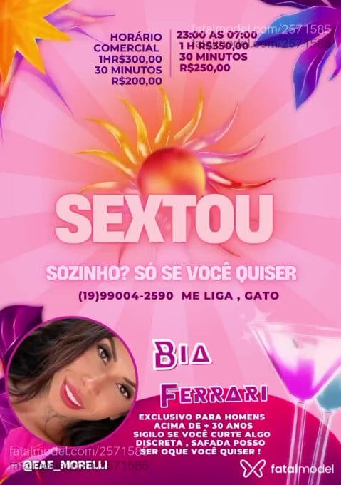 Acompanhante mulher morena (o) de olhos pretos em Indaiatuba Acompanhante mulher morena (o) de olhos pretos em Indaiatuba - Bia Ferrari