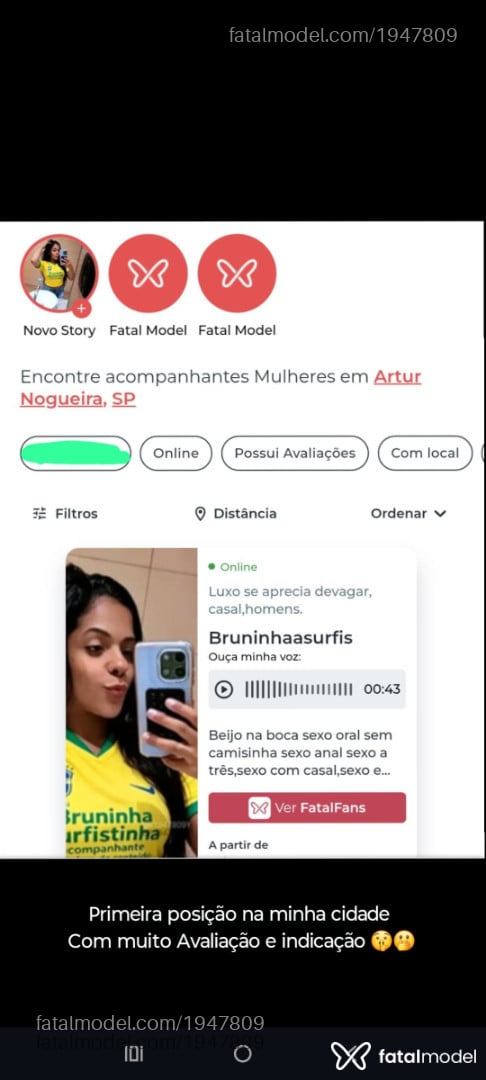 Acompanhante mulher com cabelo castanho de olhos castanhos em Artur Nogueira - Bruninhaasurfis