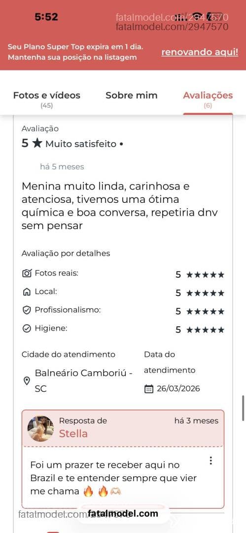 Acompanhante mulher morena (o) de olhos castanhos - Stella