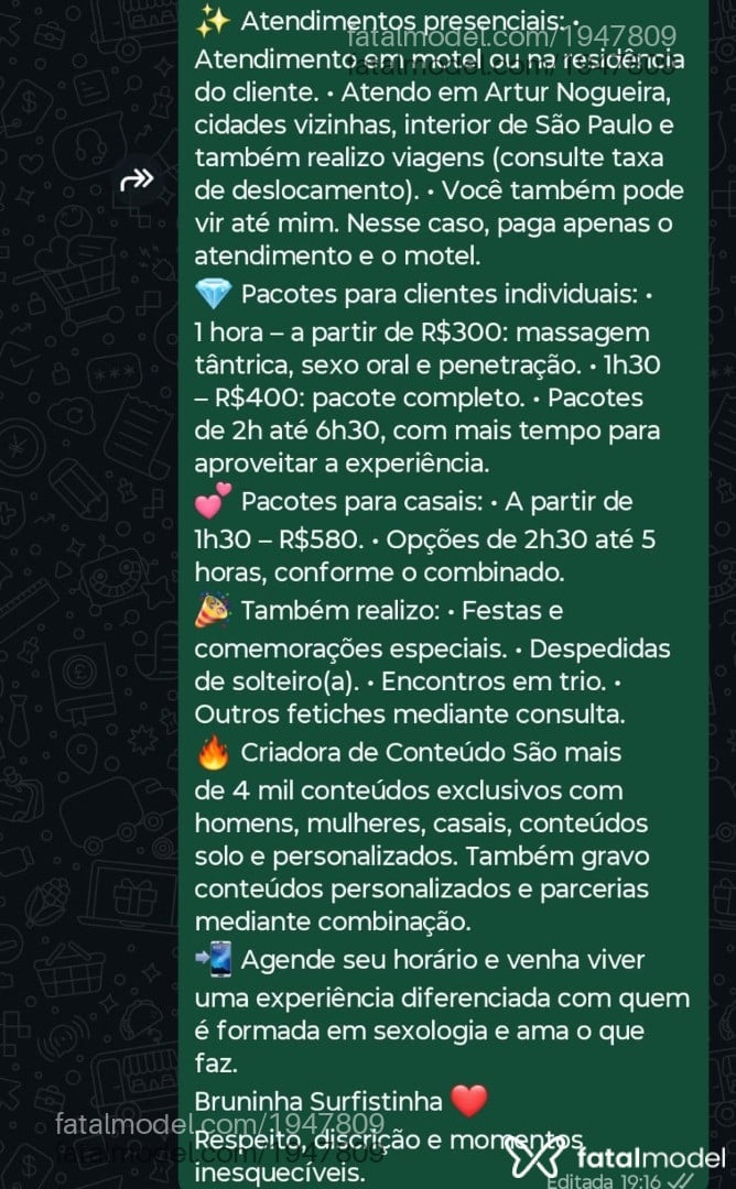 Acompanhante mulher com cabelo castanho de olhos castanhos em Artur Nogueira - Bruninhaasurfis