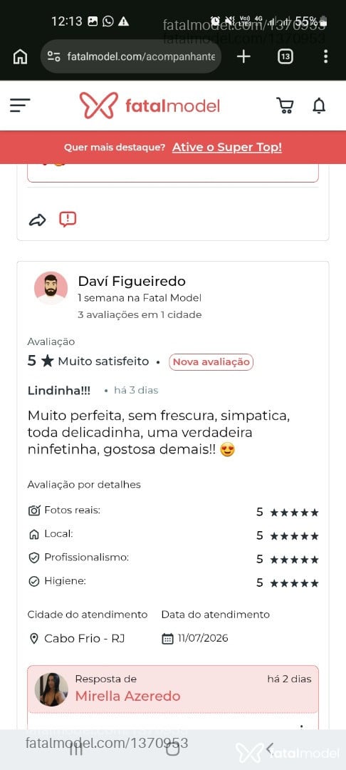 Acompanhante mulher morena (o) de olhos verdes - Mirella Azeredo