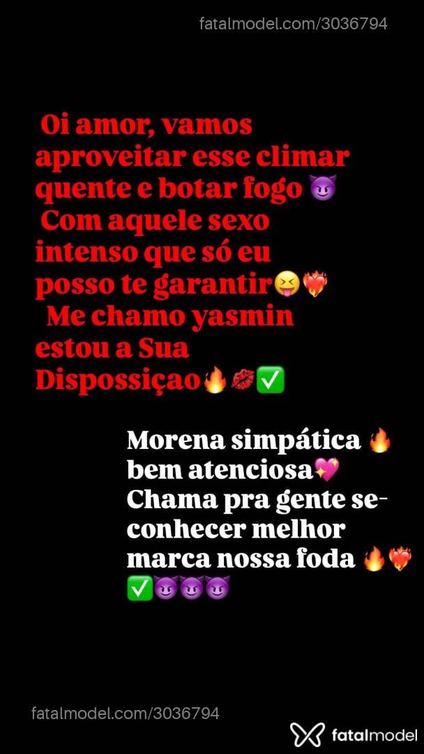 Acompanhante mulher morena (o) de olhos pretos - Yasmin Amorim