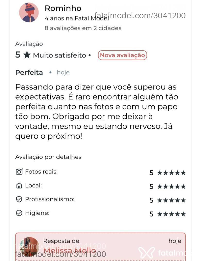 Acompanhante mulher morena (o) de olhos castanhos em Nova Friburgo - Melissa Mello