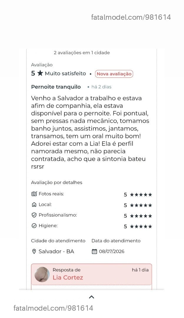 Acompanhante mulher morena (o) de olhos castanhos em Salvador Acompanhante mulher morena (o) de olhos castanhos em Salvador - Lia Cortez