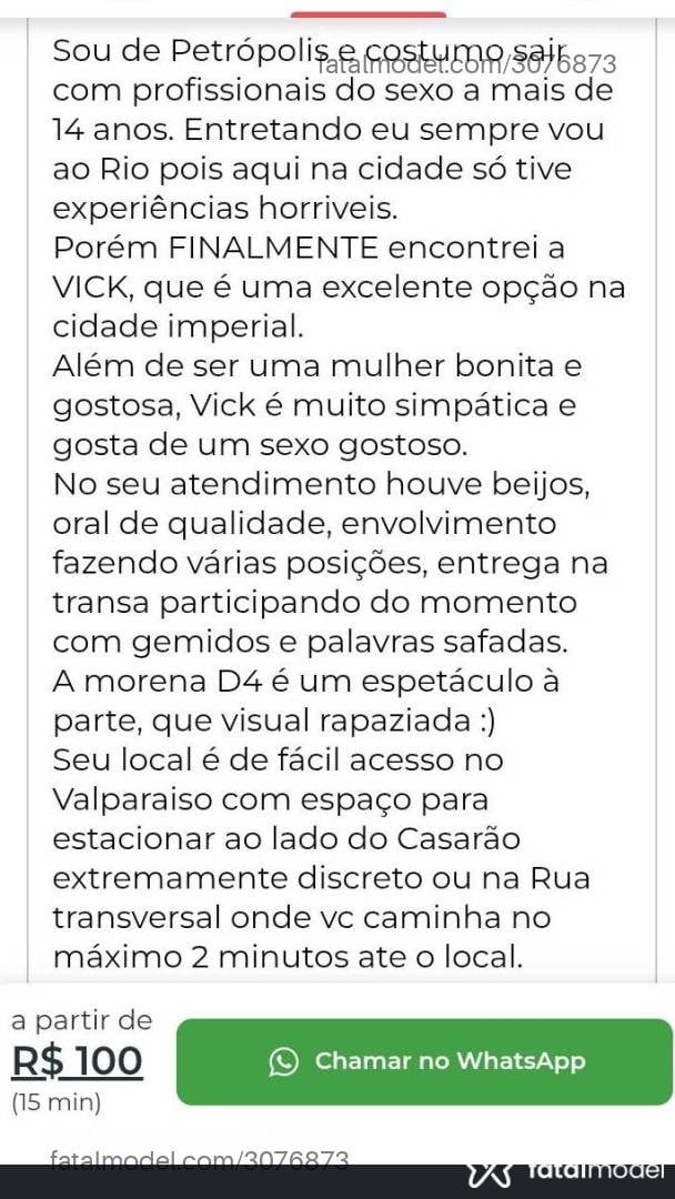 Acompanhante mulher morena (o) de olhos castanhos - Vicky