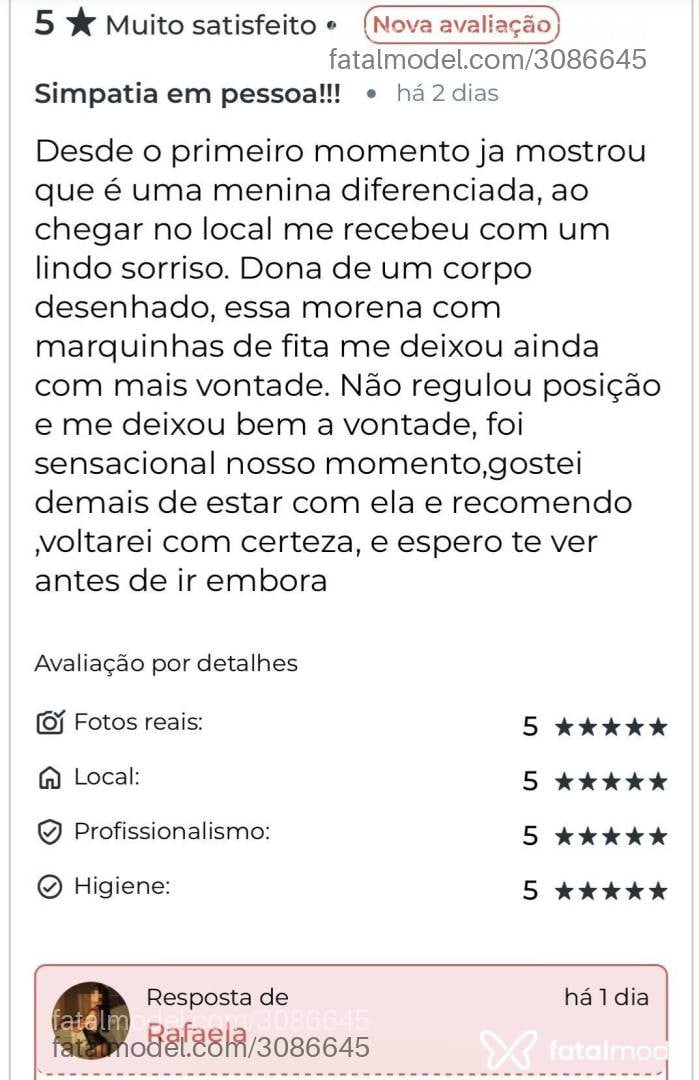 Acompanhante mulher morena (o) de olhos castanhos - Rafaela