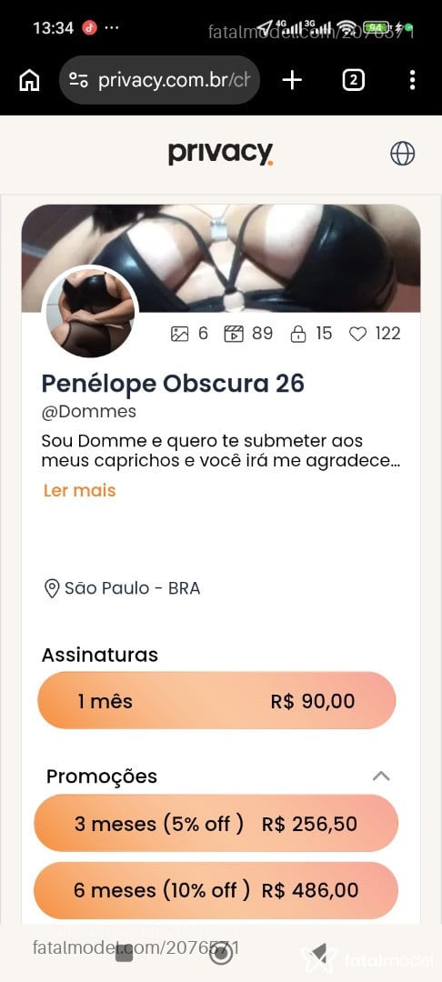 Acompanhante mulher morena (o) de olhos castanhos - Penélope Obscura