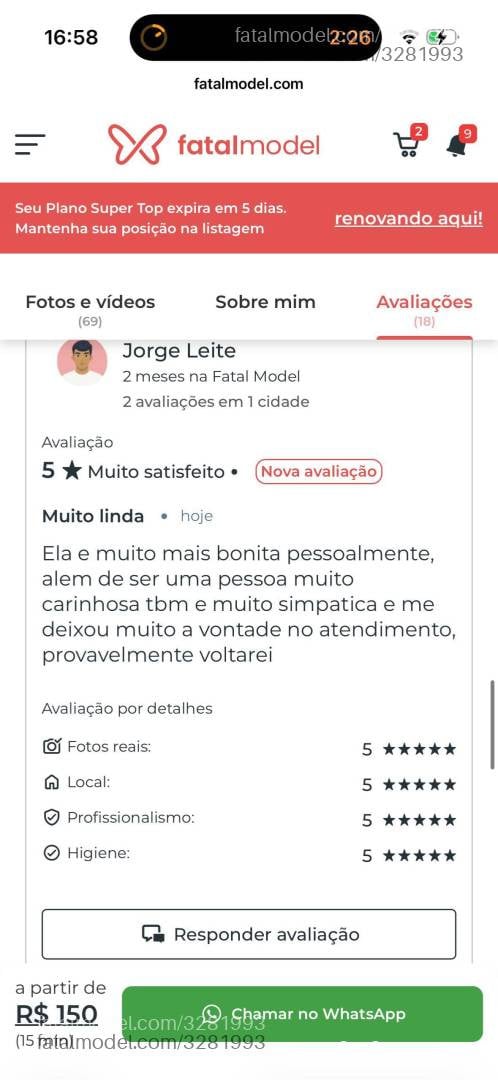 Acompanhante mulher morena (o) de olhos castanhos - Tifany