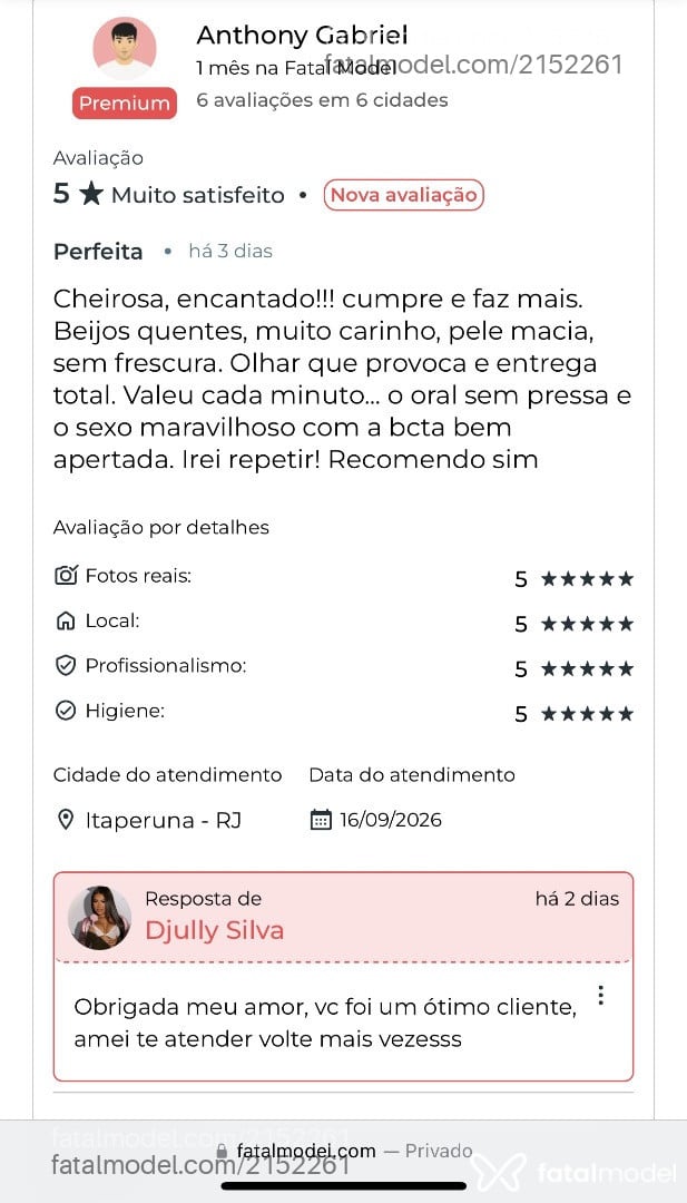Acompanhante mulher com cabelo castanho de olhos castanhos - Djully Silva
