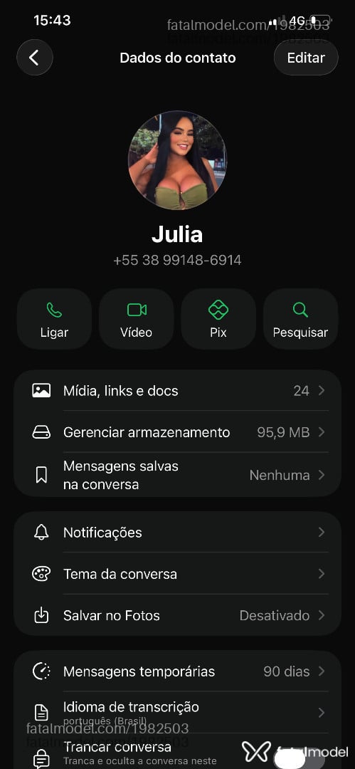 Acompanhante mulher morena (o) de olhos castanhos - Julia