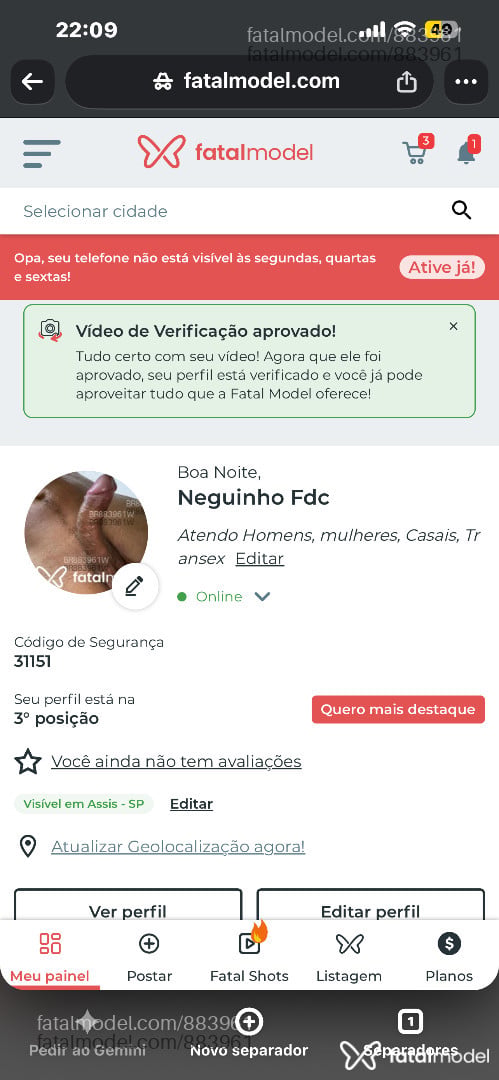 Acompanhante homem morena (o) de olhos castanhos - Neguinho Fdc