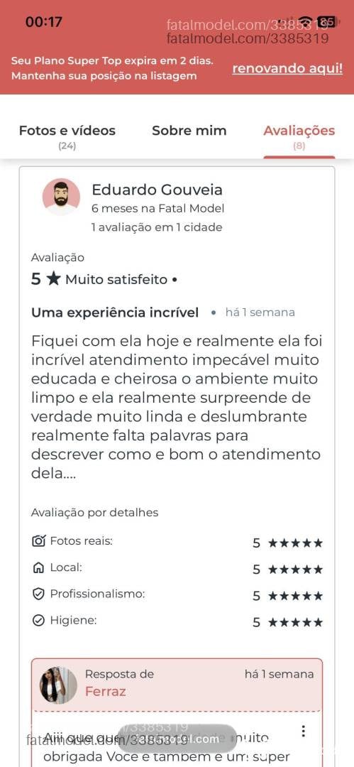 Acompanhante mulher morena (o) de olhos castanhos - Ferraz
