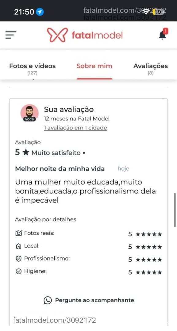 Acompanhante mulher morena (o) de olhos castanhos - Manuela