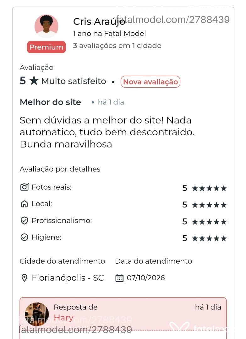Acompanhante mulher morena (o) de olhos castanhos - Hary