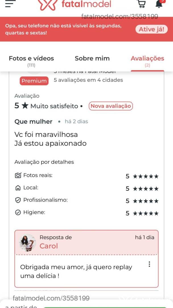 Acompanhante mulher morena (o) de olhos castanhos - Carol