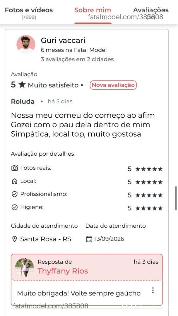 Acompanhante mulher trans morena (o) de olhos castanhos - Thyffany Rios